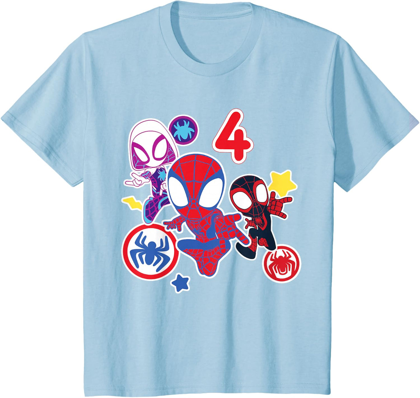 Spidey and His Amazing Friends Birthday T-Shirt for 4 Year Olds - Fun Graphic Design