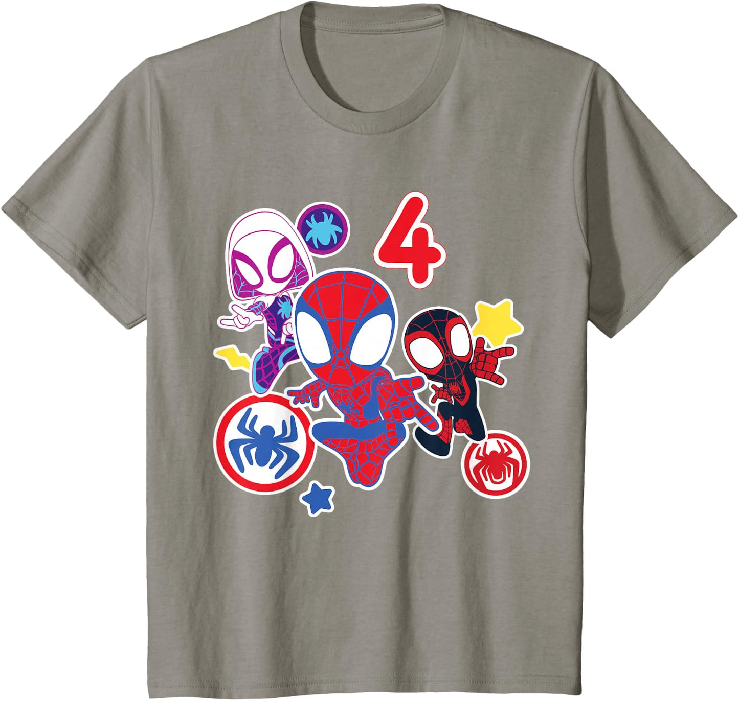 Spidey and His Amazing Friends Birthday T-Shirt for 4 Year Olds - Fun Graphic Design