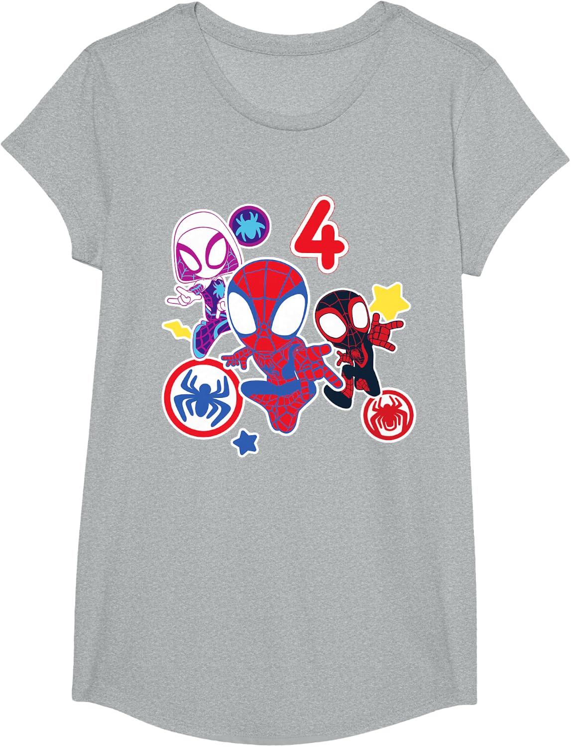 Spidey and His Amazing Friends Birthday T-Shirt for 4 Year Olds - Fun Graphic Design
