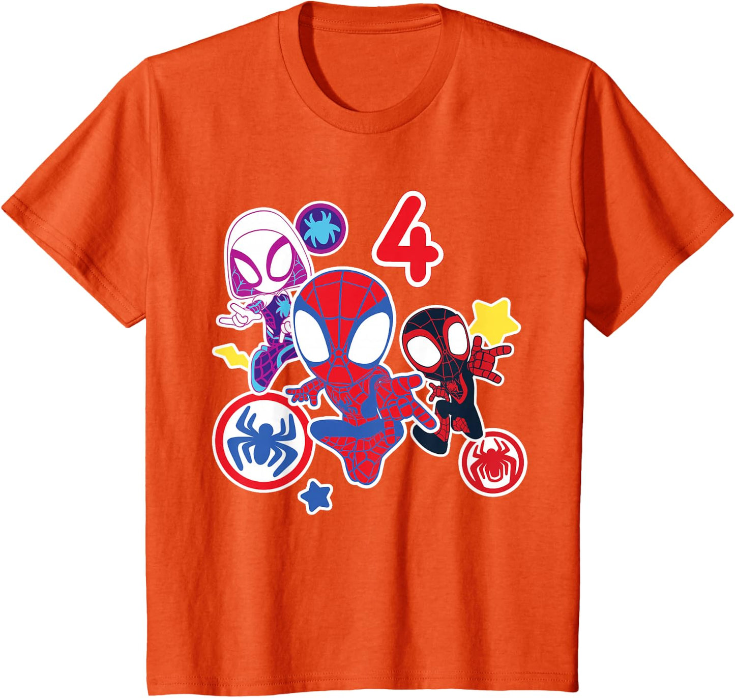 Spidey and His Amazing Friends Birthday T-Shirt for 4 Year Olds - Fun Graphic Design
