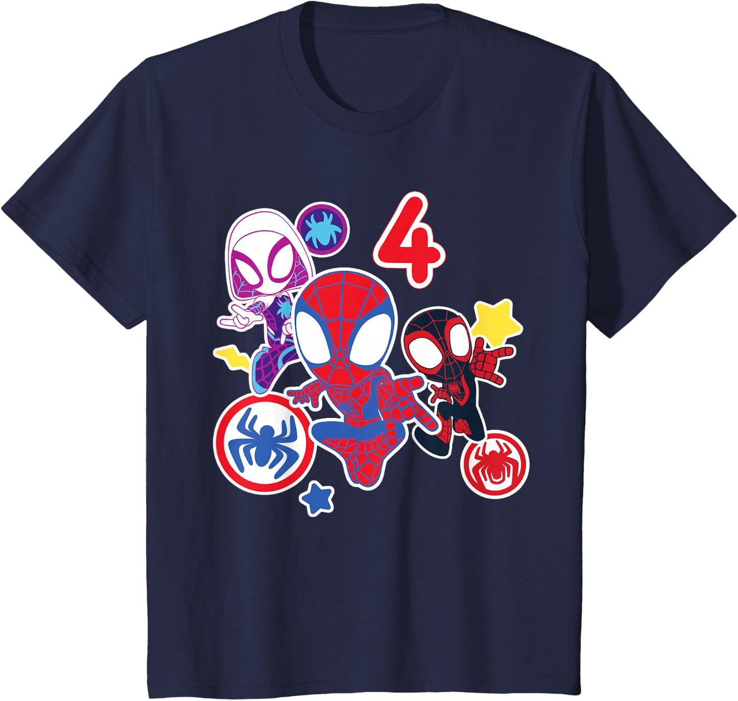Spidey and His Amazing Friends Birthday T-Shirt for 4 Year Olds - Fun Graphic Design