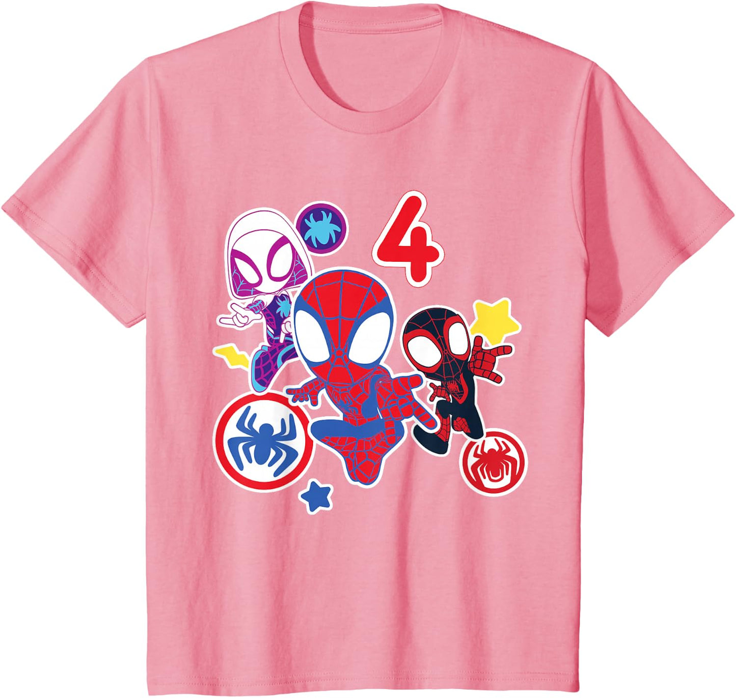 Spidey and His Amazing Friends Birthday T-Shirt for 4 Year Olds - Fun Graphic Design