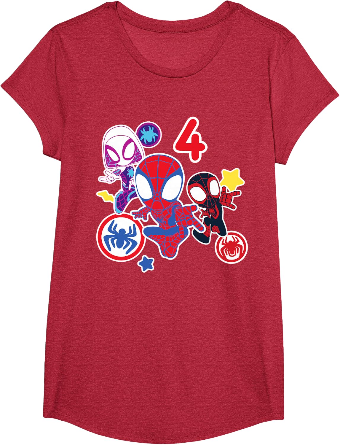 Spidey and His Amazing Friends Birthday T-Shirt for 4 Year Olds - Fun Graphic Design
