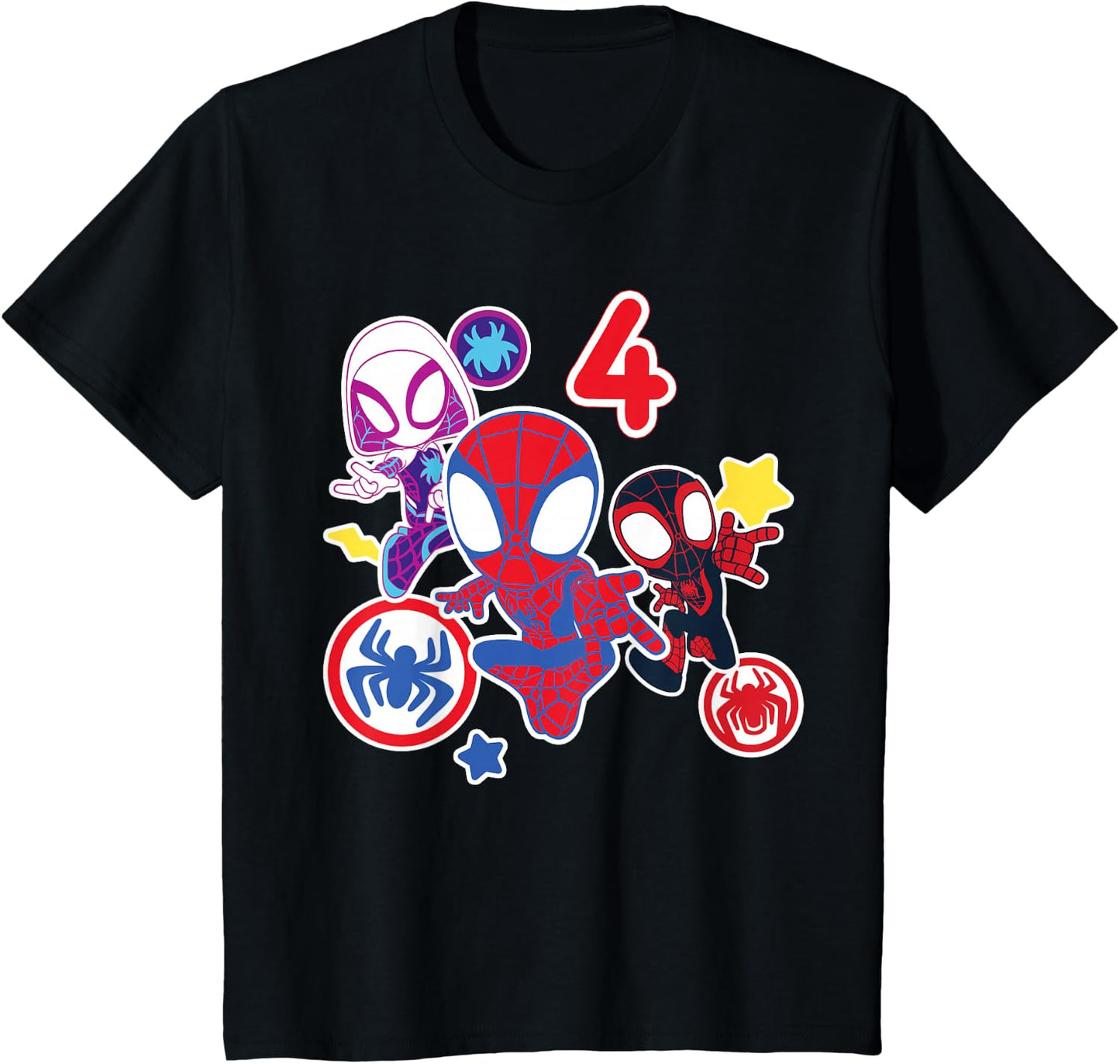 Spidey and His Amazing Friends Birthday T-Shirt for 4 Year Olds - Fun Graphic Design