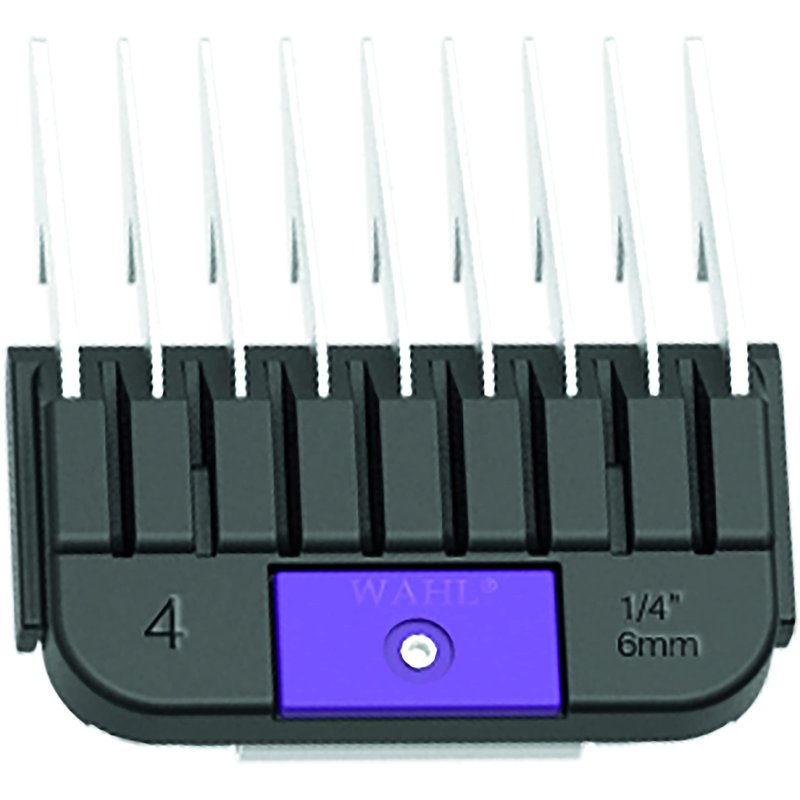 WAHL Professional Animal Stainless Steel Attachment Guide Comb Detachable Blade Pet Clippers - #4, 1/4 Inch Cut Length (3372-100), Purple