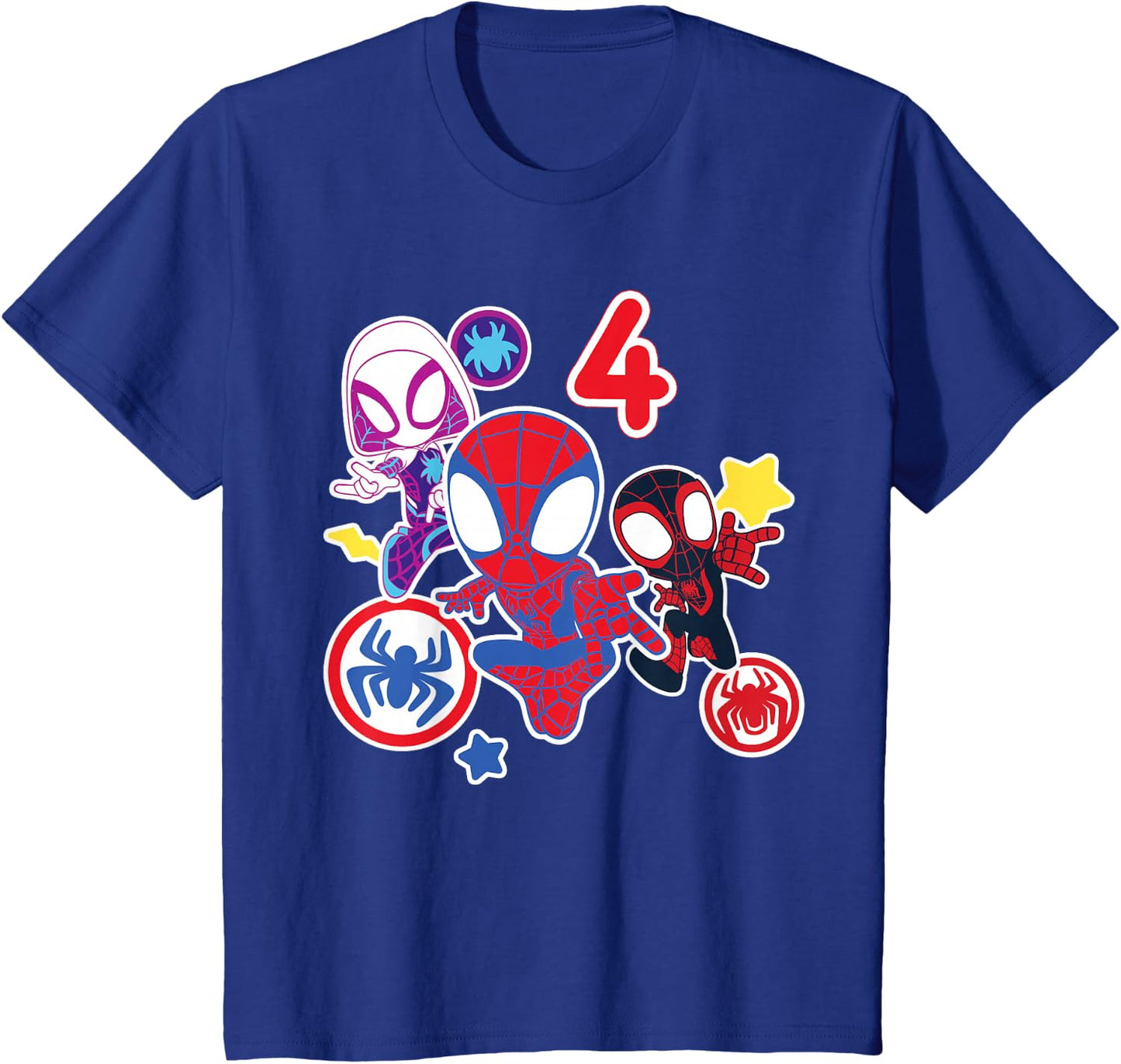 Spidey and His Amazing Friends Birthday T-Shirt for 4 Year Olds - Fun Graphic Design