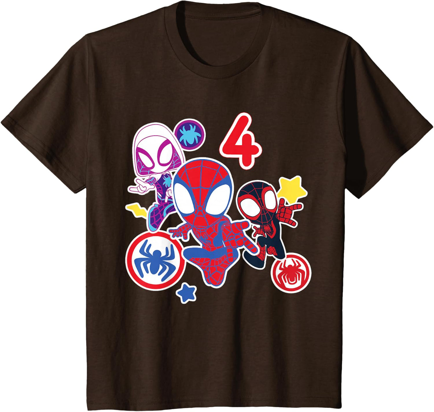 Spidey and His Amazing Friends Birthday T-Shirt for 4 Year Olds - Fun Graphic Design