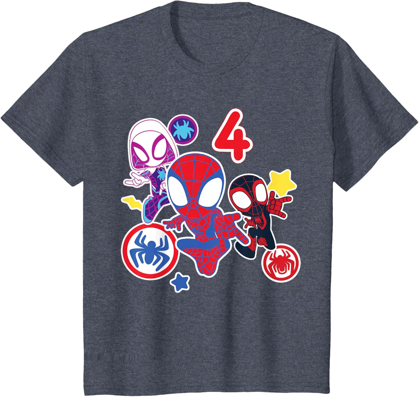Spidey and His Amazing Friends Birthday T-Shirt for 4 Year Olds - Fun Graphic Design