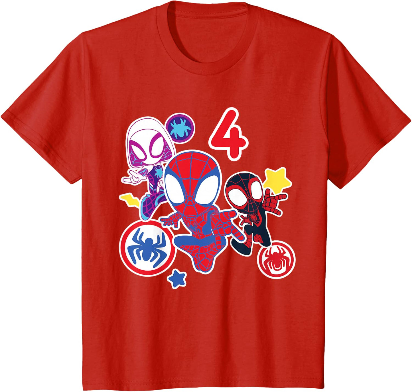 Spidey and His Amazing Friends Birthday T-Shirt for 4 Year Olds - Fun Graphic Design