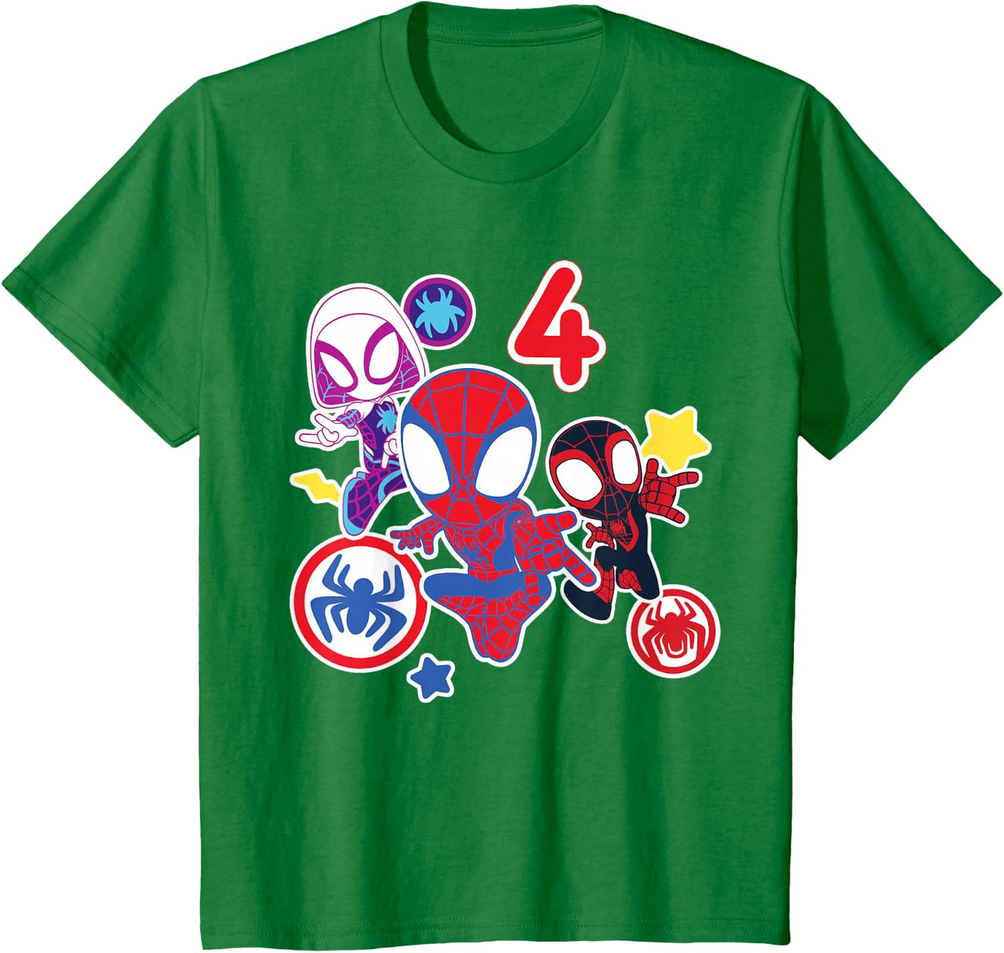 Spidey and His Amazing Friends Birthday T-Shirt for 4 Year Olds - Fun Graphic Design