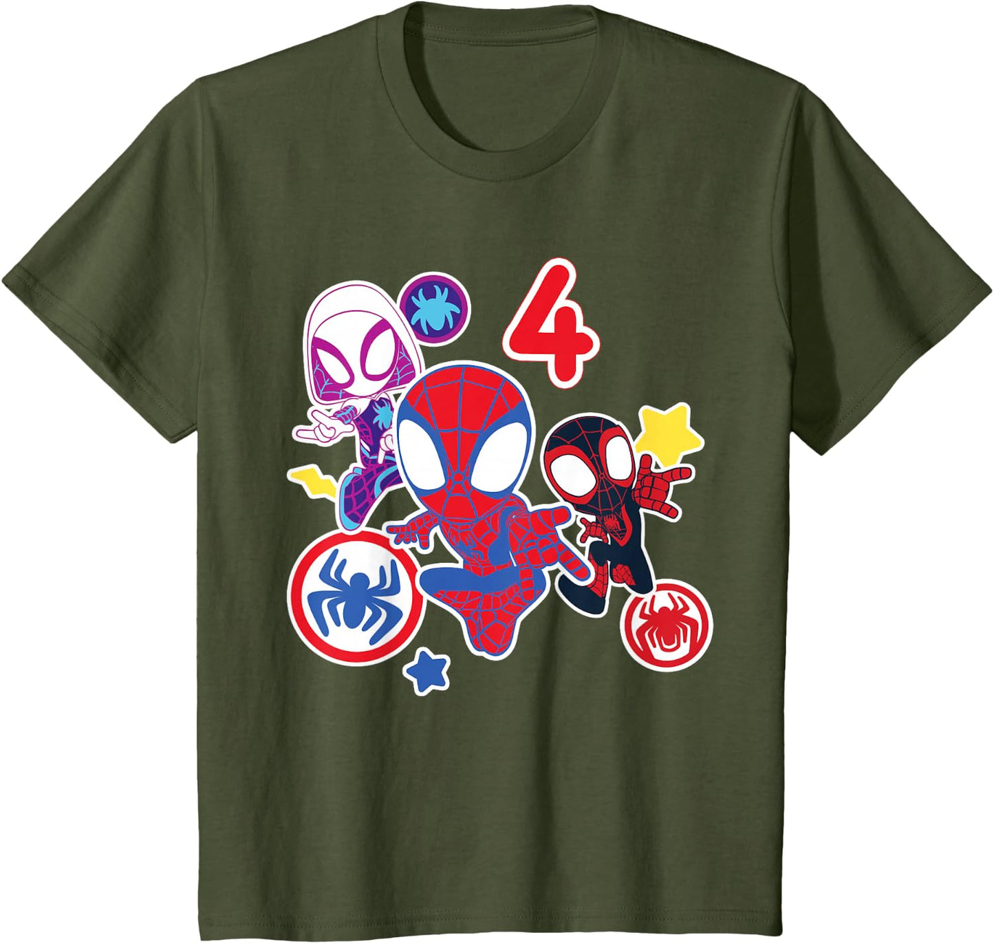 Spidey and His Amazing Friends Birthday T-Shirt for 4 Year Olds - Fun Graphic Design