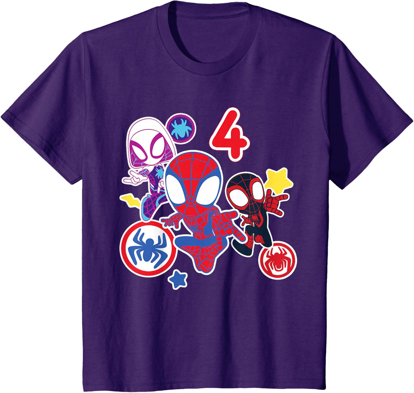 Spidey and His Amazing Friends Birthday T-Shirt for 4 Year Olds - Fun Graphic Design