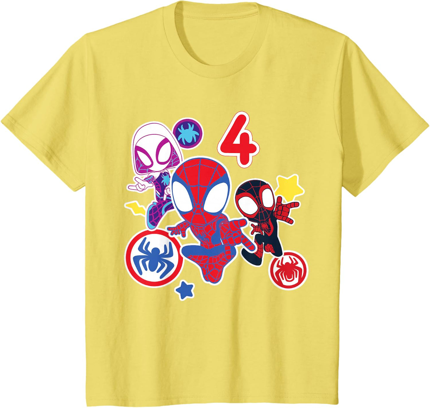 Spidey and His Amazing Friends Birthday T-Shirt for 4 Year Olds - Fun Graphic Design