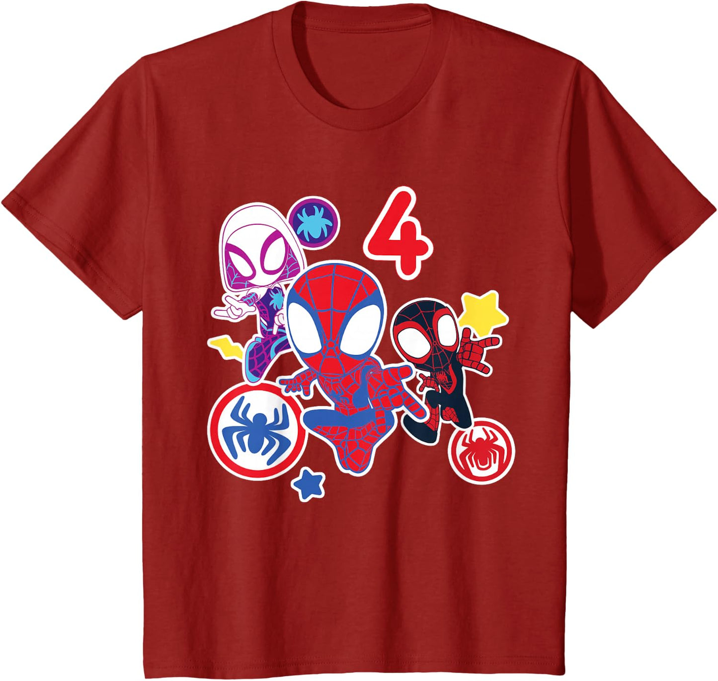 Spidey and His Amazing Friends Birthday T-Shirt for 4 Year Olds - Fun Graphic Design