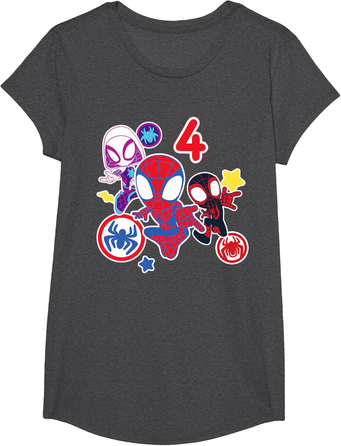 Spidey and His Amazing Friends Birthday T-Shirt for 4 Year Olds - Fun Graphic Design
