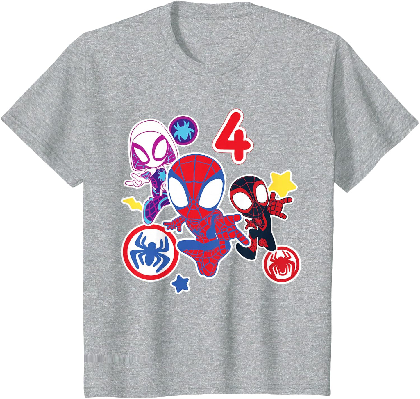 Spidey and His Amazing Friends Birthday T-Shirt for 4 Year Olds - Fun Graphic Design