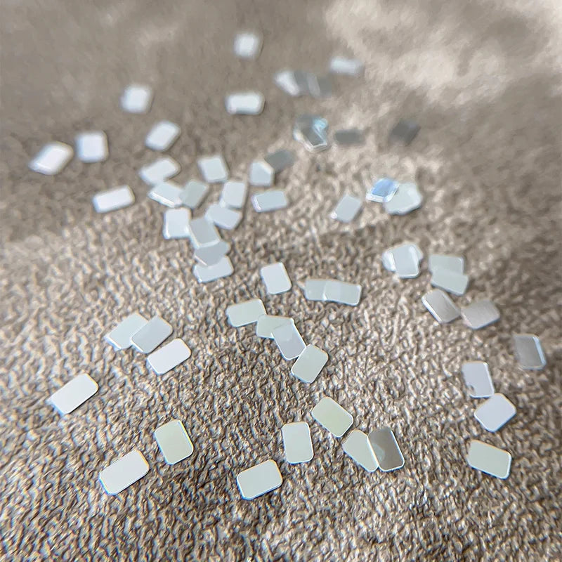 Square silver glitter nail accessories boxed, simple and sparkling,